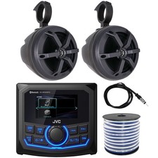 JVC Bluetooth Marine Receiver, 2x 6.5" Speakers with Speaker Pods, Wire, Antenna