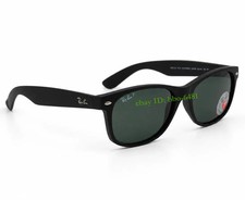 Ray-Ban New Wayfarer Matte Black Rubber l Polarized Green RB2132 622/58 55mm