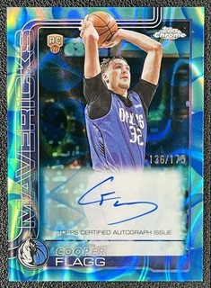 COOPER FLAGG 2025 26 TOPPS CHROME UPDATE AUTO LAVA AQUA BLUE REFRACTOR RC /175