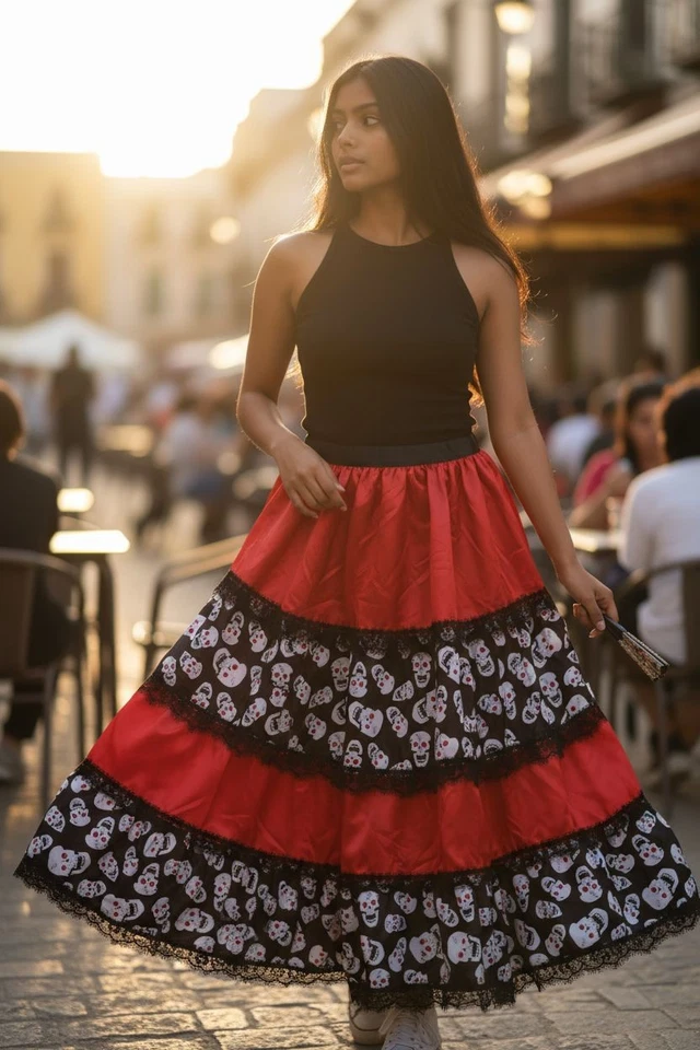 Corbata Día de Muertos en bustle usada con velo Foto 2 de 4