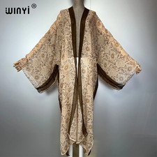 Bohemian Print Kimono Elegant Kaftan Beachwear Maxi Cardigan Long Dresses Abaya