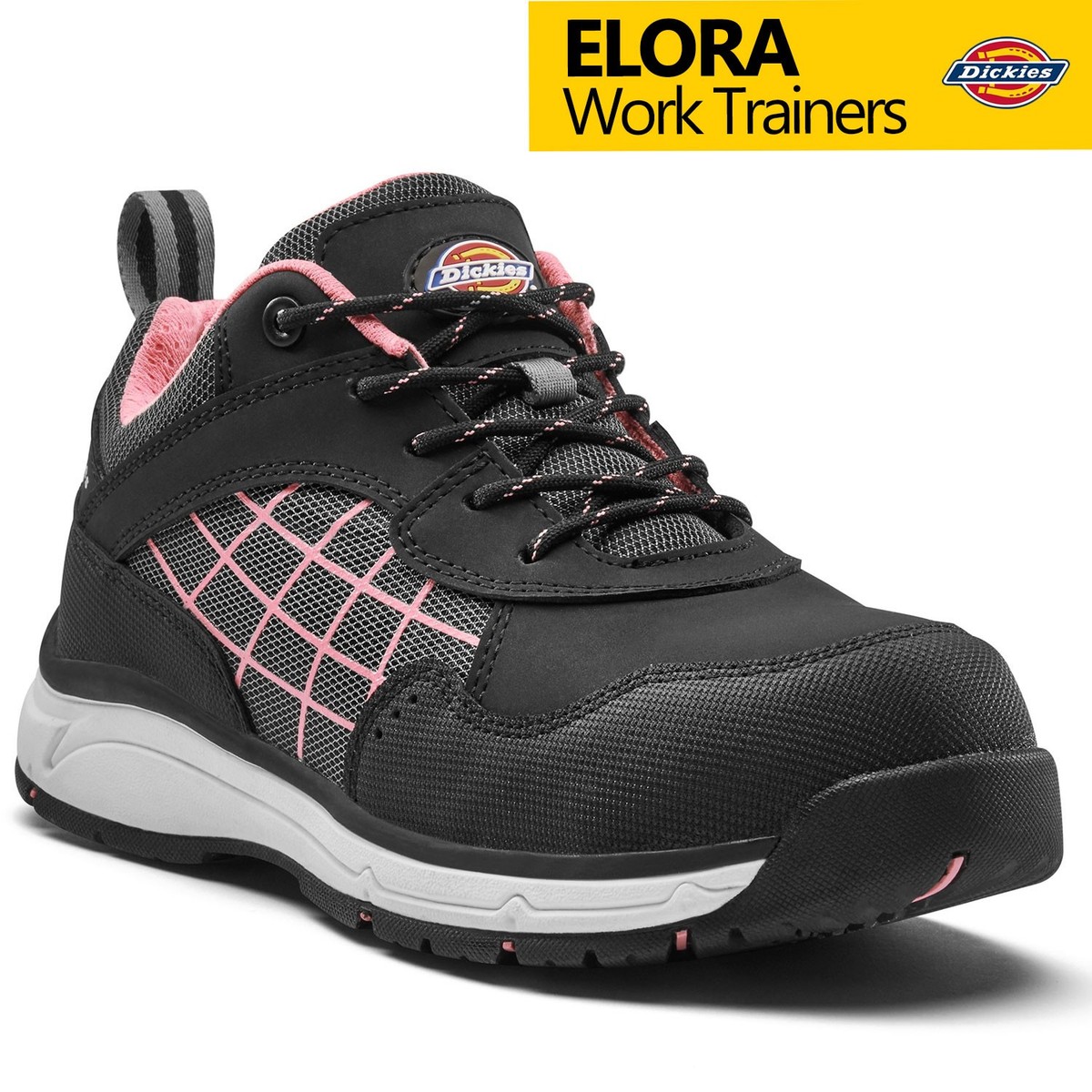 Dickies Elora Women's Safety Trainers Metal-Free S3 SRC Black/Pink