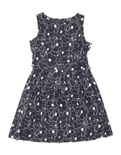 TOMMY HILFIGER Womens Sleeveless A-Line Dress US 12 Large Navy Blue Floral BH09