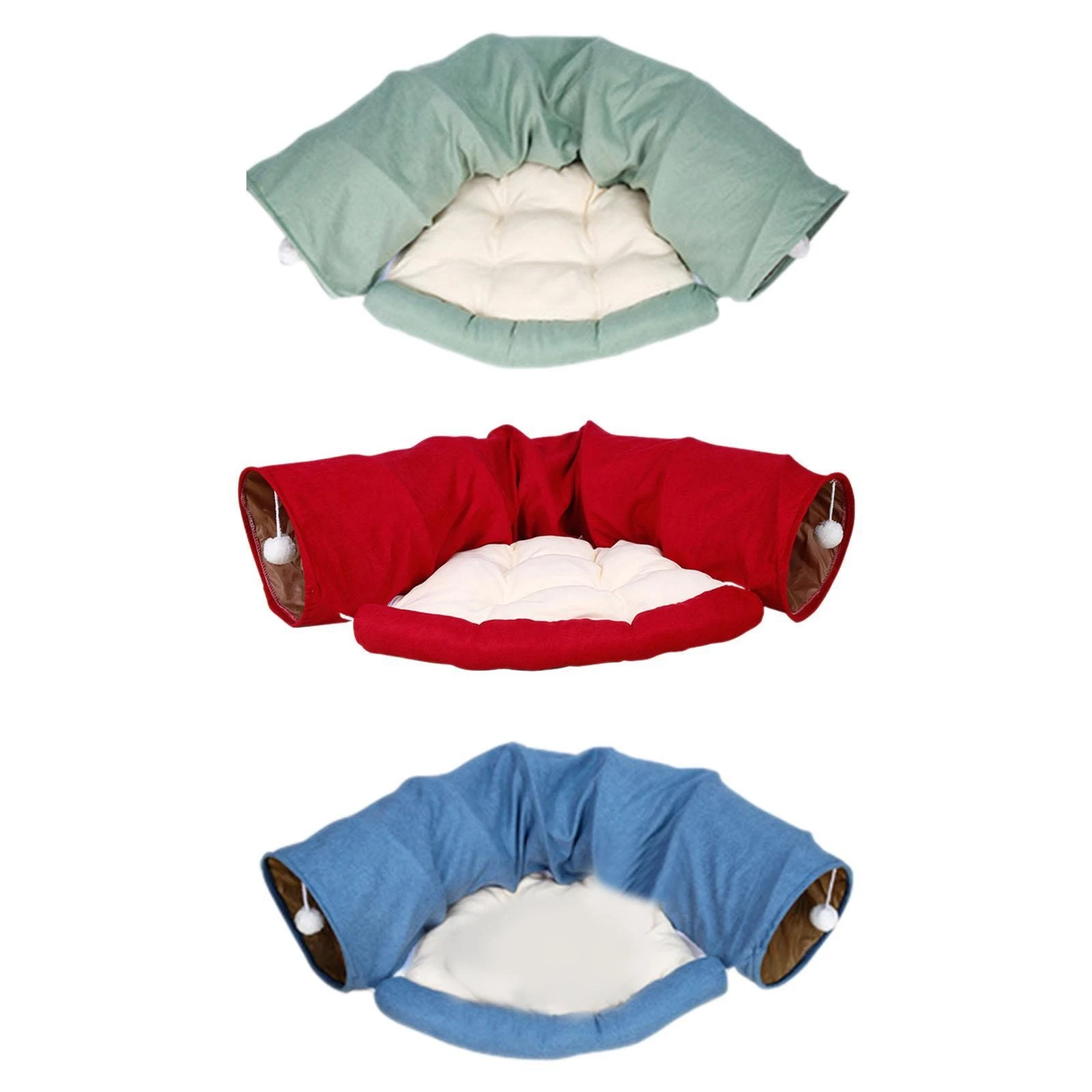 Winter Warm Cat Tunnel Bed Playing Hut Exercise Playground with Removable Mat