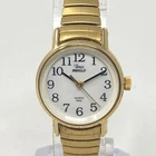 Vtg Timex Easy Reader Watch Women 23mm Gold Tone Indiglo Stretch New Batter 2000