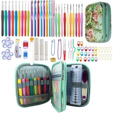 100pcs Crochet Hooks Set in Case Ergonomic Soft Grip Handles Weave Yarn Knitt...