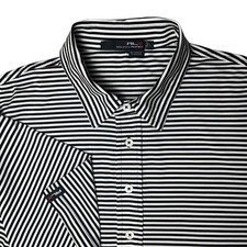 RLX Ralph Lauren Polo Shirt Mens Large Black White Striped Golf Performance