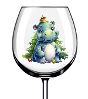 12x bunte Weihnachten Nilpferd Vinyl Aufkleber Abziehbild Becher Weinglas Flasche Van