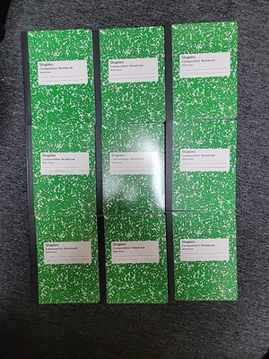 Green  Composition Notebooks 9 Pack Wide Ruled Paper 7-1/2'' x 9-3/4'' 100 Sheets