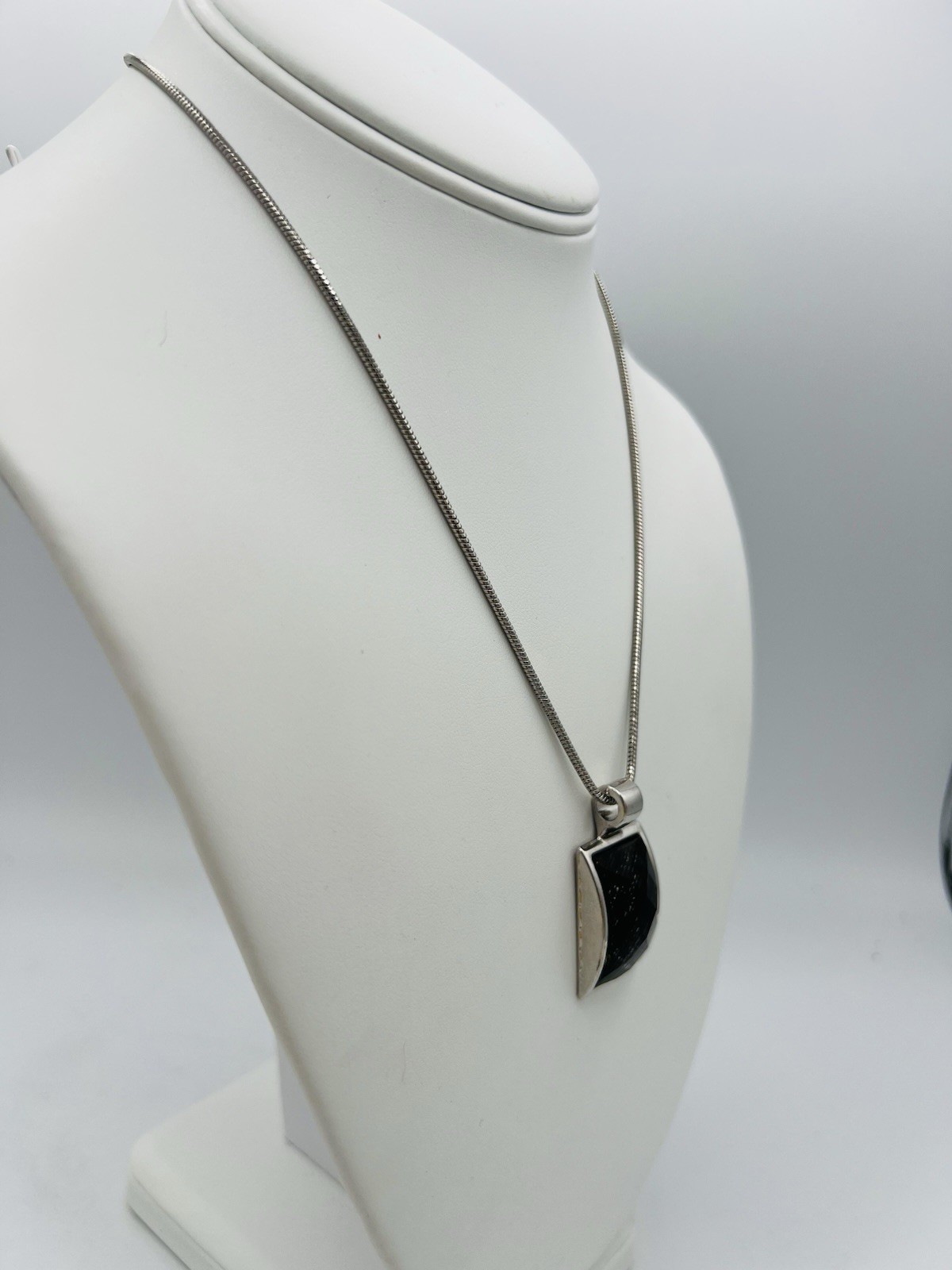 Silver Tone Rectangular Dichroic Glass Pendant Ne… - image 4