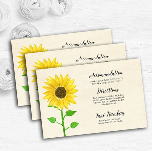 Vintage Sunflower Formal Personalised Wedding Guest Information Cards - Picture 1 of 1