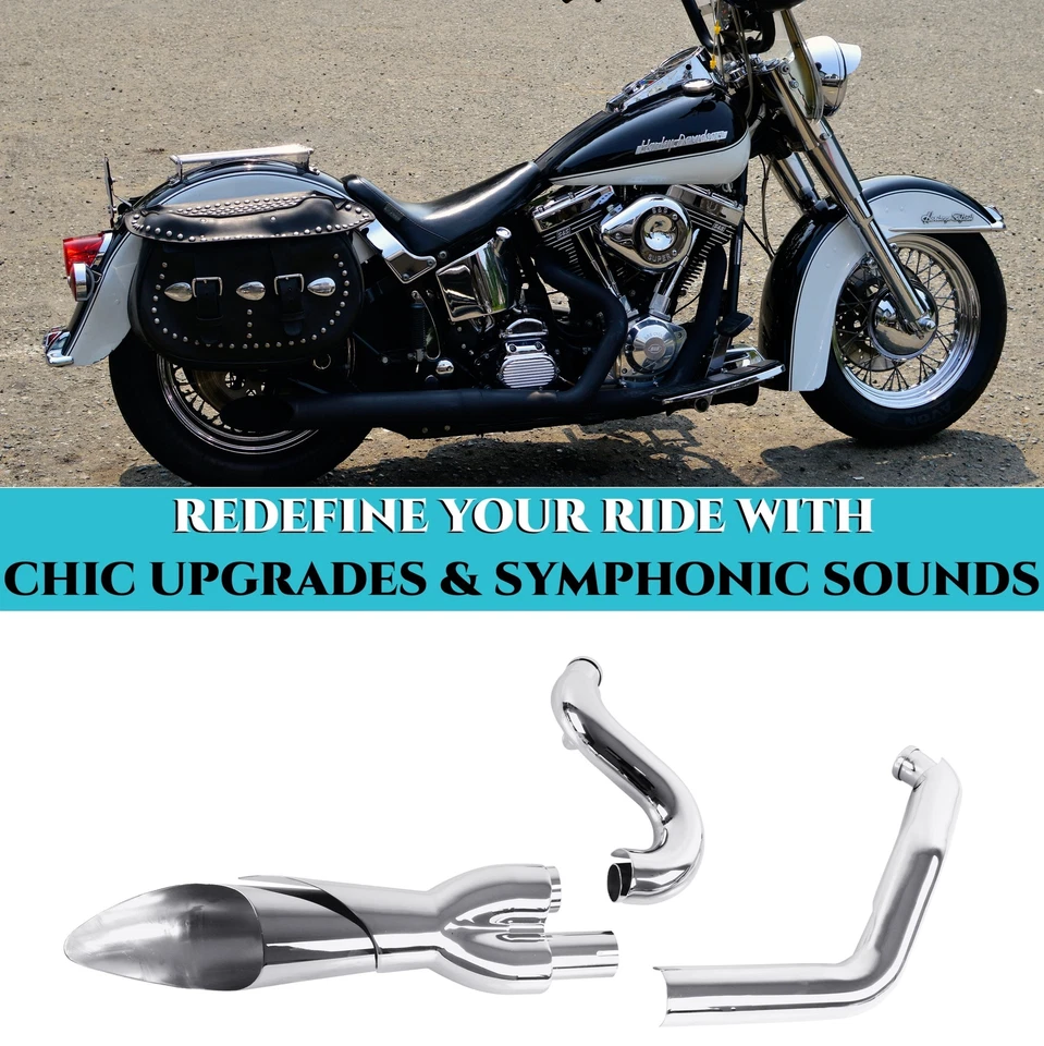 Escape 2 en 1 para Harley Softail 86-17 Heritage, FatBoy, delgado, tubo de lujo Foto 3 de 4