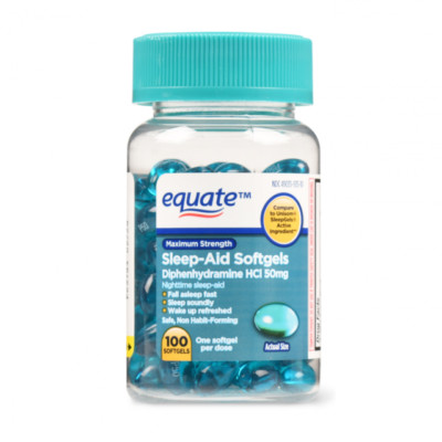 Equate Maximum Strength Sleep-Aid Softgels, 100 Count