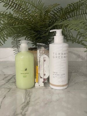 TERRA GREEN Luxury Shampoo and Body Wash in White Tea and Lemongrass FREE SHIP!