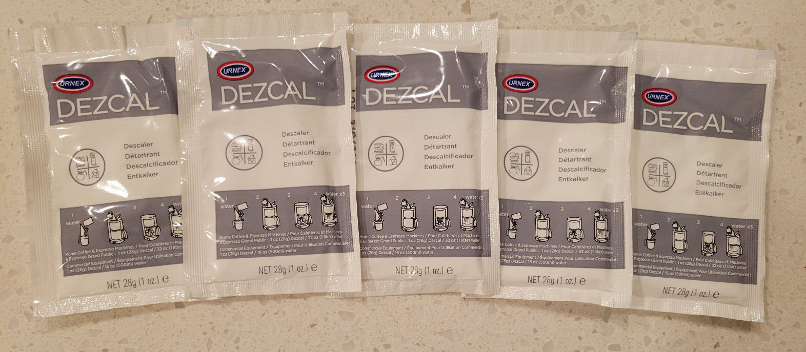 URNEX DEZCAL COFFEE & ESPRESSO MACHINE DESCALER 5 SINGLEUSE 1oz