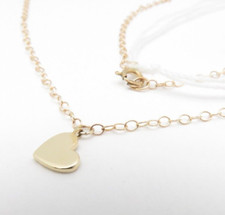 14K SOLID YELLOW GOLD HEART NECKLACE SMALL DAINTY 1/4" 16" CABLE LINK CHAIN NEW