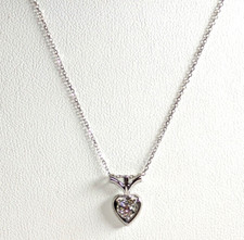 14K White Gold Diamond Heart Pendant Necklace, 16'' Long