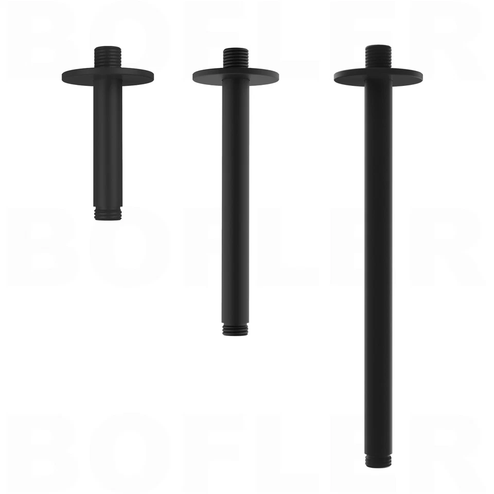 BOFLER design Deckenarm Brausearm, DN15 1/2", Blende Ø70mm, rund, matt schwarz