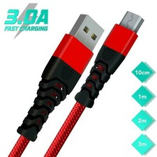 Micro USB Cable Fast Charger Data Sync Braided Lead Samsung Android Mobile Phone