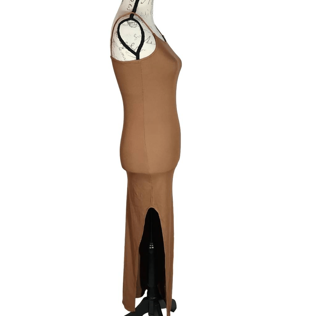 Rue 21 Ladies Size Small Brown Ribbed Long Bodycon Maxi Dress with Side Slit | eBay Rue 21 Ladies Size Small Brown Ribbed Long Bodycon Maxi Dress with Side Slit | eBay