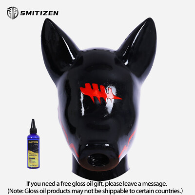 Smitizen Silikon Lange Ohren Drohnenhaube mit Zählern Muster Latex-ähnliche Kost