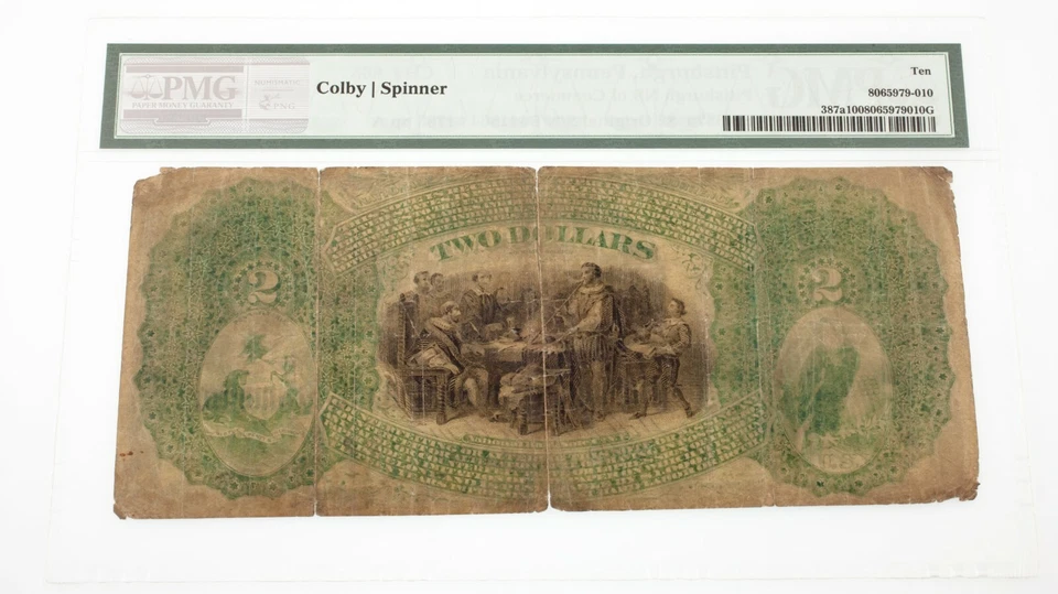 Lazy Deuce $2 Ch #668 National Currency Note Fr #387a Graded by PMG as VG 10 - Image 2 of 4