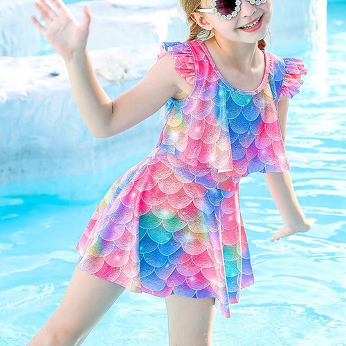 Kids Girls Beachwear Seaside Dress Active Swimsuit Bathing Suit Outfits Shiny - Picture 7 of 82