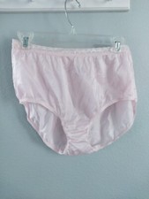 Vtg 90s Hanes Briefs Panties Nylon Lace Silky Shiny Knickers Womens 10/3 XL Pink