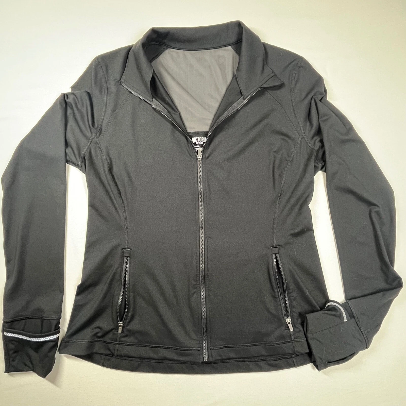 UNDERCOVER Giacca Victoria's Secret Sport full zip fori pollice nero schiena trasparente grande