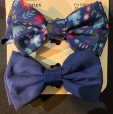 New Bond And Co. Dog Bow Ties For Collars Blue and Floral Small