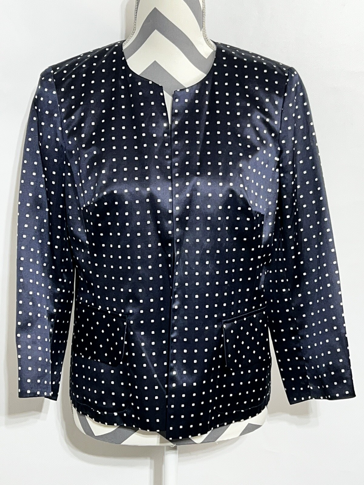 Pendleton Jacket Blazer Silk Blend Navy Blue Whit… - image 1