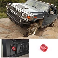 Red Headlight Switch Button Knob Trim Decor Ring for Hum-mer H2 2003-07