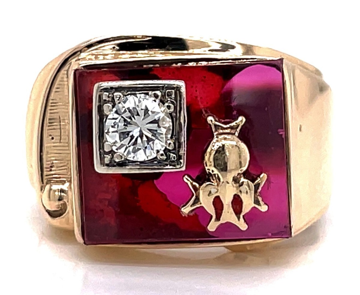 RARE Knights of Columbus Natural Diamond Ring 10k Yellow Gold 0.33  