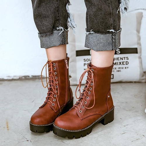 al tobillo vintage para mujer de tacón con con cordones con cremallera combate eBay