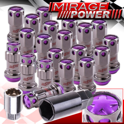 JDM Performance Lug Nuts M12 X 1.25mm Thread Pitch Lock Key Gunmetal Purple Trim