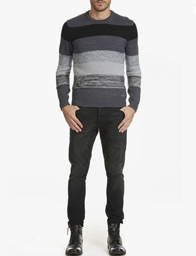Diesel sweater mens M grey stripes Flawless Italian Yarn - Picture 2 of 6