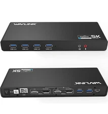 Wavlink WL-UG69PD6 65W Power USB-C Dual Monitor 4K Universal Docking Station
