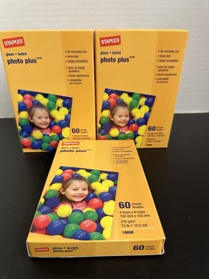 3 Packs Staples Photo Plus Gloss Paper, 60 Sheets Ea Pack 4  X 6  New & Unopened