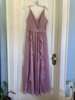 formal dresses mauve Back-Bow Long Satin Prom Dress with Criss-Cross Halter Mauve / Small