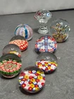 VTG Lot 9 Murano Style Art Glass Paperweight Millefiori