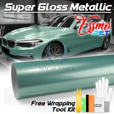 ESSMO PET Super Gloss Metallic Verde Green Vehicle Vinyl Wrap Decal Like Paint
