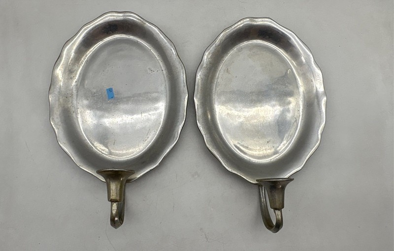 Wilton Columbia USA Pewter Oval Wall Sconce Candle Holder Lot Of 2