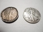 Junk Silver $1 Face Value 90% Silver 2 Liberty Walking Half Dollars Bent/damaged