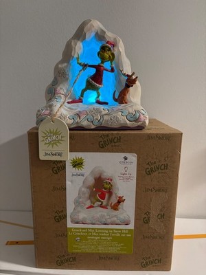 JIM SHORE GRINCH & MAX LISTENING TO SNOW HILL  ''LIGHTS UP'' NEW IN BOX MINT COND
