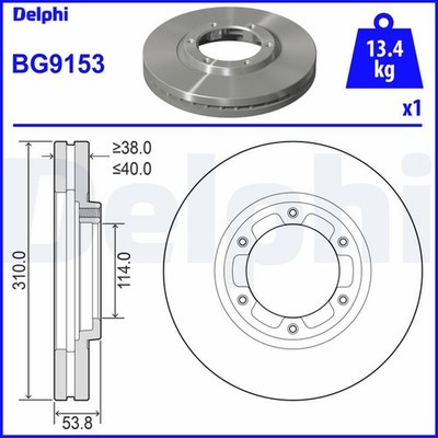 2x DELPHI Bremsscheibe BG9153 für VW GOLF 4 1J1 TDI 4motion TALBOT SIMCA 1301