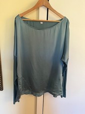 Beautiful Silk Lounge set- Top/Bottom/Robe-Deep Aqua-XL-EUC