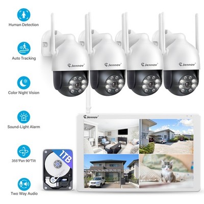 JENNOV WIFI IP Security Camera Wireless CCTV System Outdoor Audio 5MP IR Night