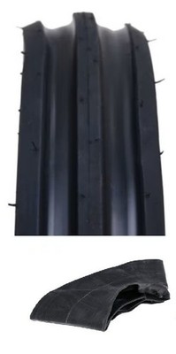 1x Reifen inkl. Schlauch 4.00-4, 4PR, TT, 3-Rib für Heuwender NEU Set