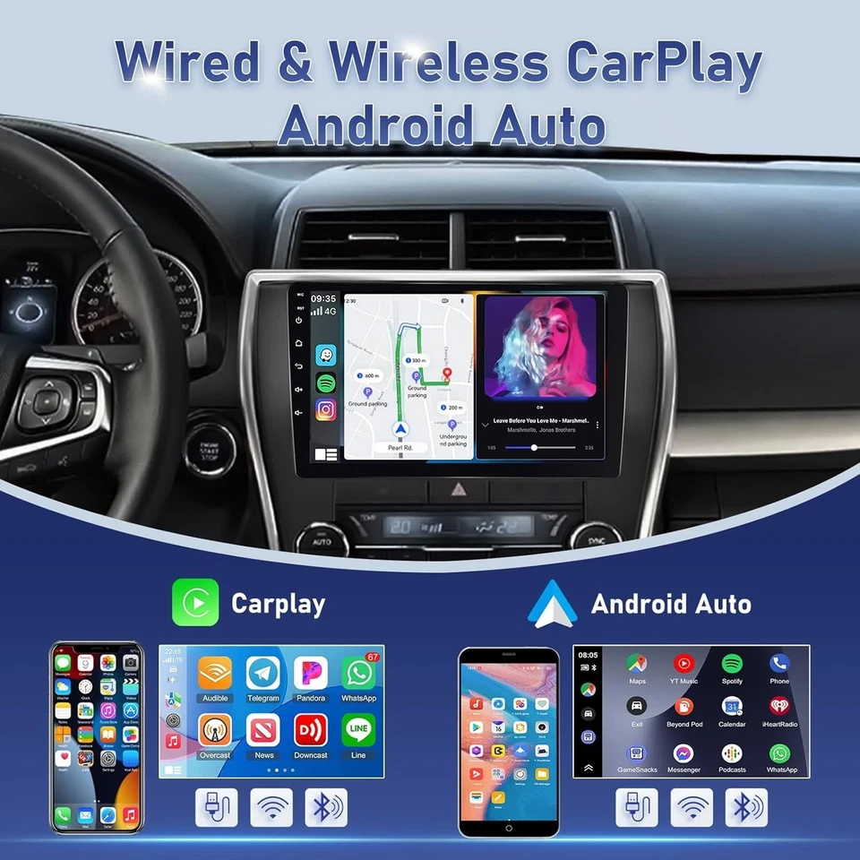 Android 13 estéreo veicular para Toyota Camry 2015-2017 sem fio CarPlay 10,1" - Imagem 4 de 4