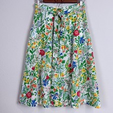 Vintage Handmade Floral A-Line Midi Wrap Skirt with Tie Waist S